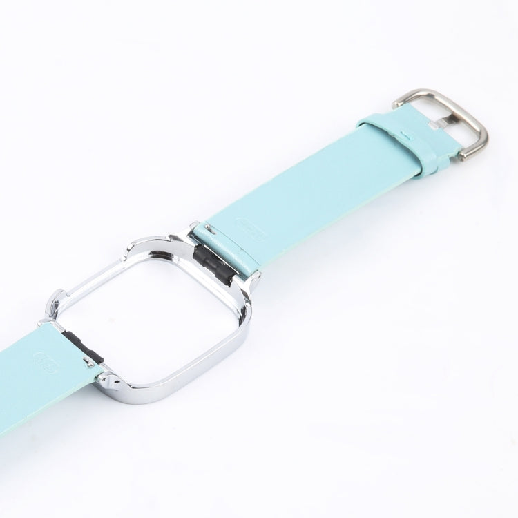 For Redmi Watch 3 Lite Metal Frame Integrated Genuine Leather Watch Band(Sky Blue) - free shipping - PMc TechLife - Order now!