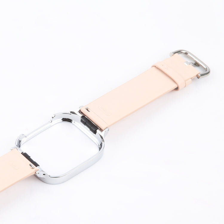 For Redmi Watch 3 Lite Metal Frame Integrated Genuine Leather Watch Band(Pink) - free shipping - PMc TechLife - Order now!