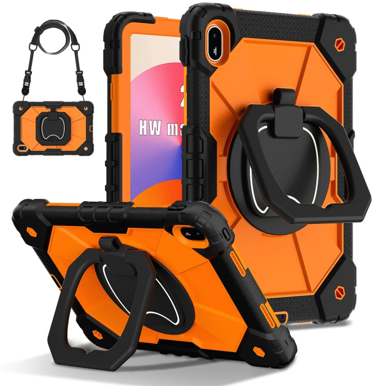 For Huawei Matepad SE 11 2024 Contrast Color Robot Silicone Hybrid PC Tablet Case(Black Orange) - Huawei by PMC Jewellery | Online Shopping South Africa | PMC Jewellery | Buy Now Pay Later Mobicred