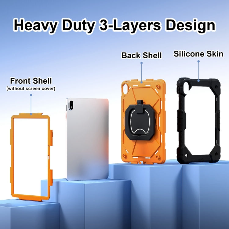 For Huawei Matepad SE 11 2024 Contrast Color Robot Silicone Hybrid PC Tablet Case(Black Orange) - Huawei by PMC Jewellery | Online Shopping South Africa | PMC Jewellery | Buy Now Pay Later Mobicred