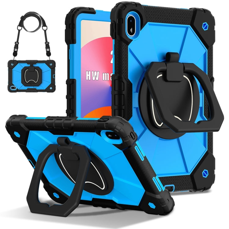 For Huawei Matepad SE 11 2024 Contrast Color Robot Silicone Hybrid PC Tablet Case(Black Blue) - Huawei by PMC Jewellery | Online Shopping South Africa | PMC Jewellery | Buy Now Pay Later Mobicred