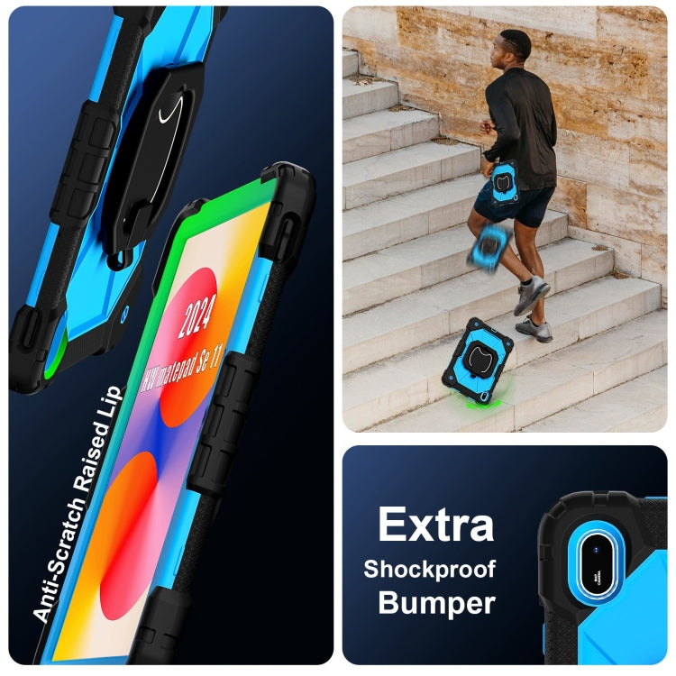 For Huawei Matepad SE 11 2024 Contrast Color Robot Silicone Hybrid PC Tablet Case(Black Blue) - Huawei by PMC Jewellery | Online Shopping South Africa | PMC Jewellery | Buy Now Pay Later Mobicred