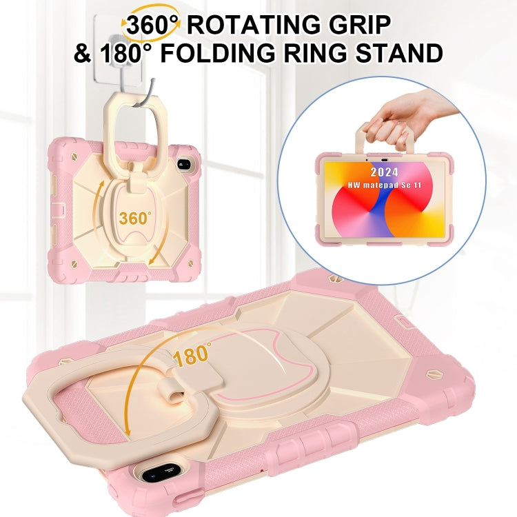 For Huawei Matepad SE 11 2024 Contrast Color Robot Silicone Hybrid PC Tablet Case(Rose Gold Beige) - Huawei by PMC Jewellery | Online Shopping South Africa | PMC Jewellery | Buy Now Pay Later Mobicred