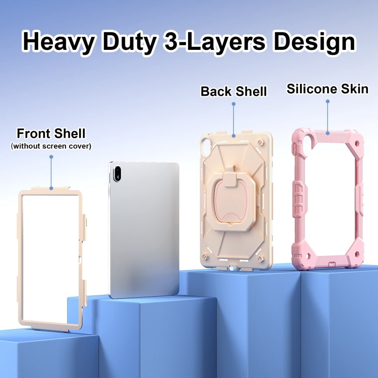 For Huawei Matepad SE 11 2024 Contrast Color Robot Silicone Hybrid PC Tablet Case(Rose Gold Beige) - Huawei by PMC Jewellery | Online Shopping South Africa | PMC Jewellery | Buy Now Pay Later Mobicred