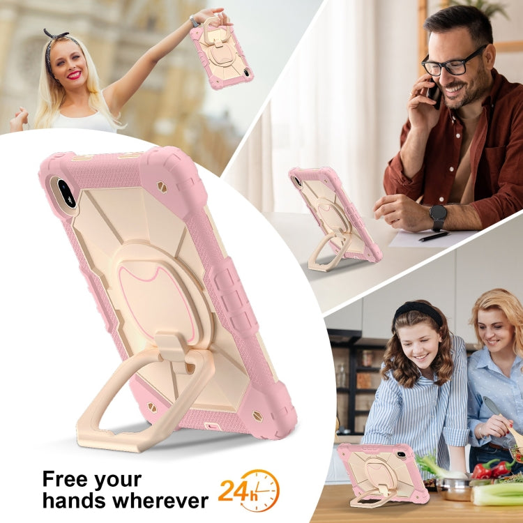 For Huawei Matepad SE 11 2024 Contrast Color Robot Silicone Hybrid PC Tablet Case(Rose Gold Beige) - Huawei by PMC Jewellery | Online Shopping South Africa | PMC Jewellery | Buy Now Pay Later Mobicred