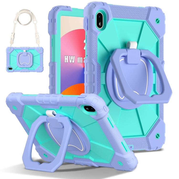 For Huawei Matepad SE 11 2024 Contrast Color Robot Silicone Hybrid PC Tablet Case(Purple Mint Green) - Huawei by PMC Jewellery | Online Shopping South Africa | PMC Jewellery | Buy Now Pay Later Mobicred