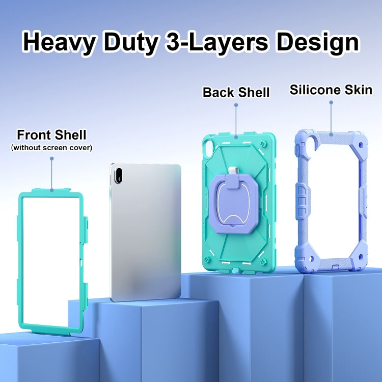 For Huawei Matepad SE 11 2024 Contrast Color Robot Silicone Hybrid PC Tablet Case(Purple Mint Green) - Huawei by PMC Jewellery | Online Shopping South Africa | PMC Jewellery | Buy Now Pay Later Mobicred