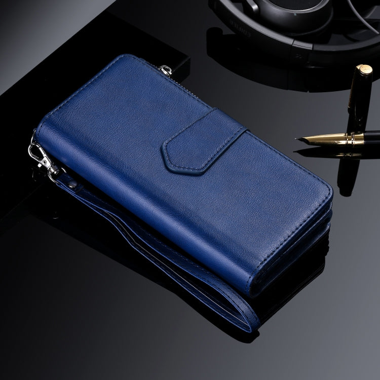 For iPhone 16 Plus Solid Color 2 in 1 Zipper Shockproof Phone Case(Blue) - free shipping - PMC Jewellery - Order now!