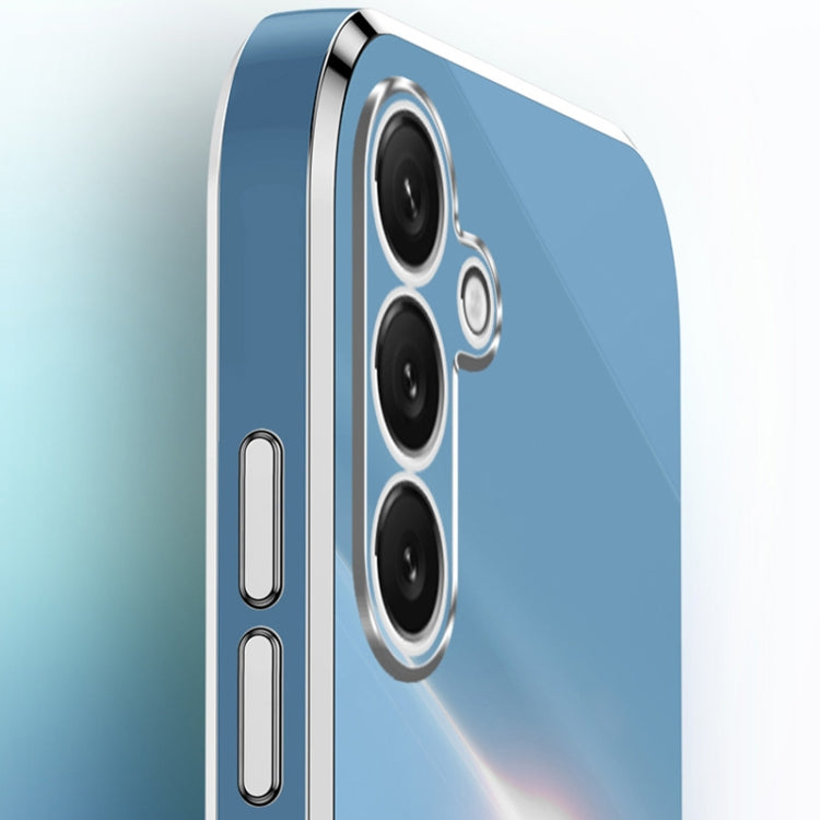 For Samsung Galaxy S25 5G XINLI Straight Edge 6D Electroplate TPU Phone Case with Ring Holder(Celestial Blue) - Galaxy S25 5G Cases by XINLI | Online Shopping South Africa | PMC Jewellery | Buy Now Pay Later Mobicred