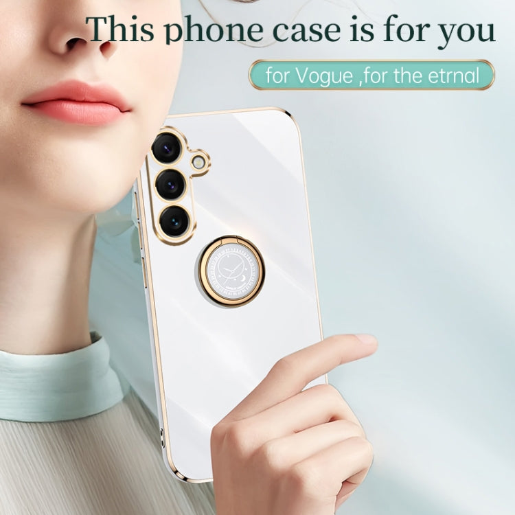 For Samsung Galaxy S25+ 5G XINLI Straight Edge 6D Electroplate TPU Phone Case with Ring Holder(Cherry Purple) - Galaxy S25+ 5G Cases by XINLI | Online Shopping South Africa | PMC Jewellery | Buy Now Pay Later Mobicred
