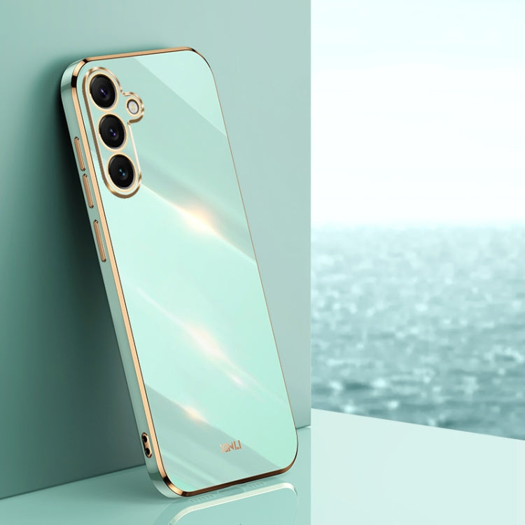 For Samsung Galaxy S25+ 5G XINLI Straight Edge 6D Electroplate TPU Phone Case(Mint Green) - free shipping - PMC Jewellery - Order now!