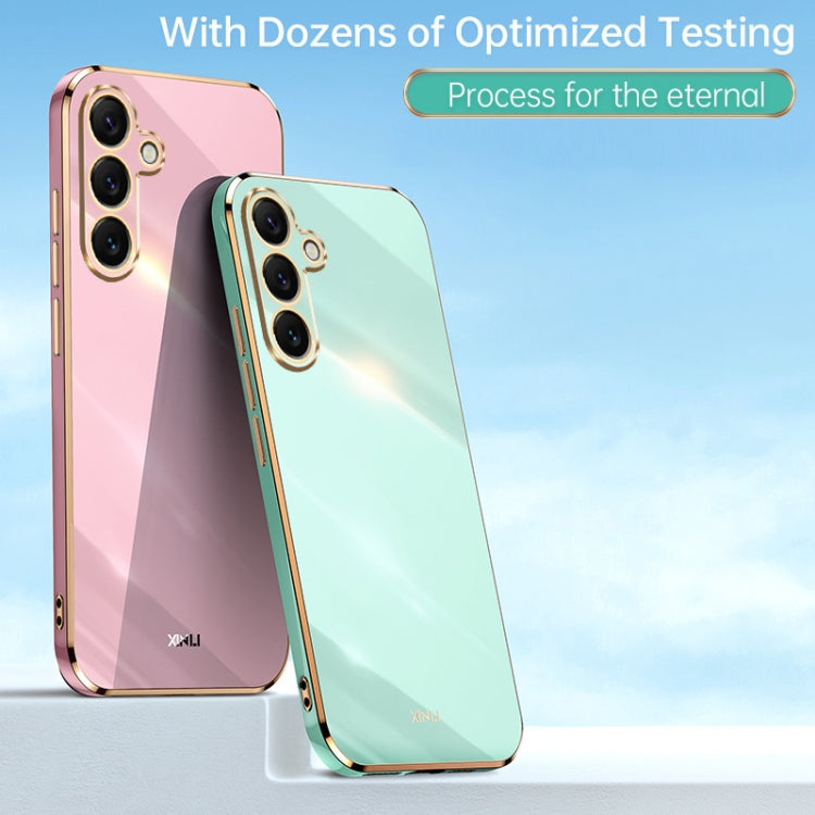 For Samsung Galaxy S25+ 5G XINLI Straight 6D Plating Gold Edge TPU Phone Case(White) - Galaxy S25+ 5G Cases by XINLI | Online Shopping South Africa | PMC Jewellery | Buy Now Pay Later Mobicred
