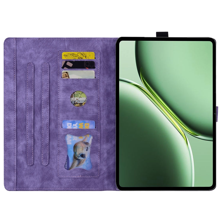 For OnePlus Pad / Pad Pro 12.1 Cartoon Sakura Cat Embossed Leather Tablet Case(Purple) - Others by PMC TechLife | Online Shopping South Africa | PMC TechLife | Buy Now Pay Later Mobicred