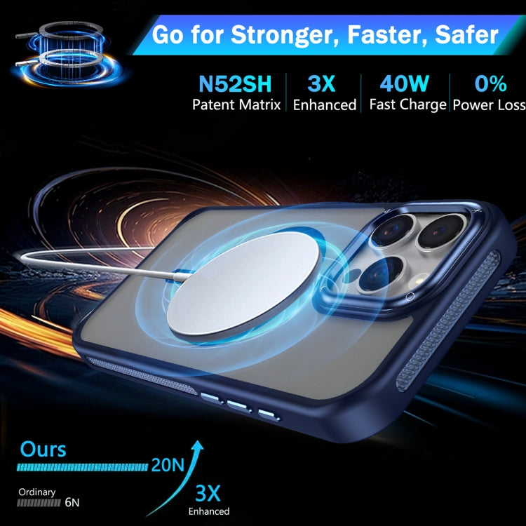 For iPhone 16 Pro Breathable Skin Feel Frosted MagSafe Magnetic Phone Case(Dark Blue) - free shipping - PMC Jewellery - Order now!