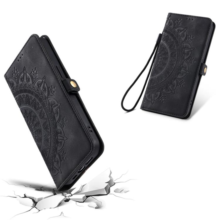 For iPhone 16e Skin Feel Totem Embossed Leather Phone Case(Black) - iPhone 16e Cases by PMC TechLife | Online Shopping South Africa | PMC TechLife | Buy Now Pay Later Mobicred