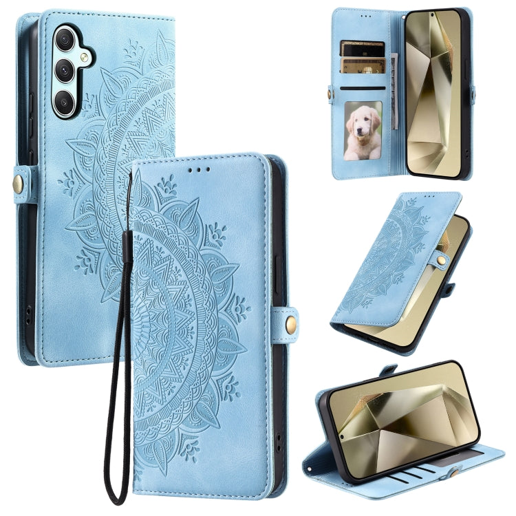 For Samsung Galaxy S25 5G Skin Feel Totem Embossed Leather Phone Case(Blue) - free shipping - PMC Jewellery - Order now!