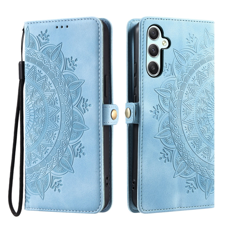 For Samsung Galaxy S25 5G Skin Feel Totem Embossed Leather Phone Case(Blue) - free shipping - PMC Jewellery - Order now!