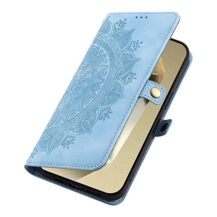 For Samsung Galaxy S25 5G Skin Feel Totem Embossed Leather Phone Case(Blue) - free shipping - PMC Jewellery - Order now!