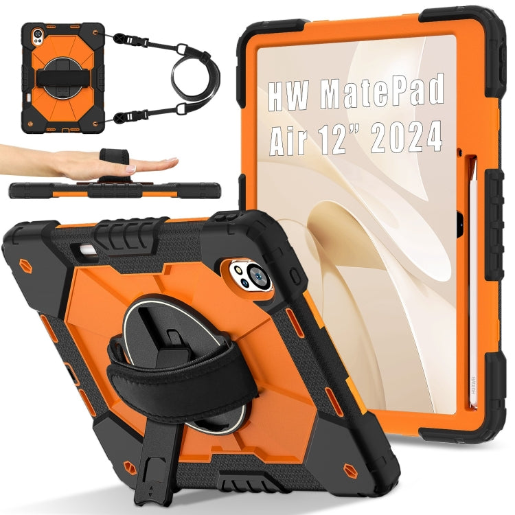 For Huawei MatePad Air 12 2024 Contrast Color Robot Silicone Hybrid PC Tablet Case(Black Orange) - Huawei by PMC TechLife | Online Shopping South Africa | PMC TechLife | Buy Now Pay Later Mobicred