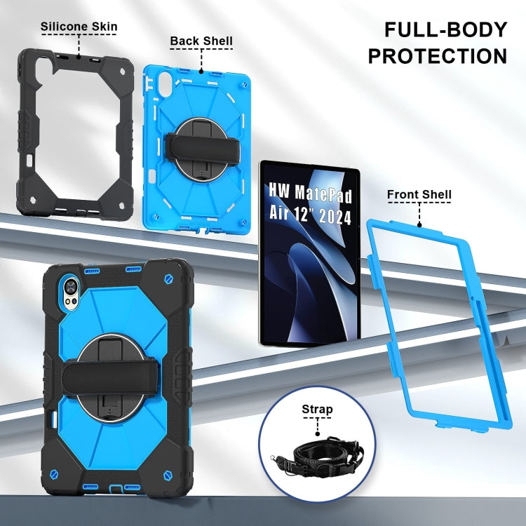 For Huawei MatePad Air 12 2024 Contrast Color Robot Silicone Hybrid PC Tablet Case(Black Blue) - Huawei by PMC TechLife | Online Shopping South Africa | PMC TechLife | Buy Now Pay Later Mobicred