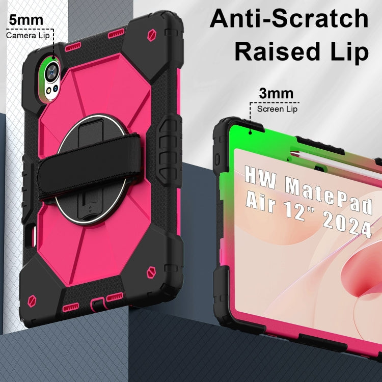 For Huawei MatePad Air 12 2024 Contrast Color Robot Silicone Hybrid PC Tablet Case(Black Rose Red) - Huawei by PMC TechLife | Online Shopping South Africa | PMC TechLife | Buy Now Pay Later Mobicred