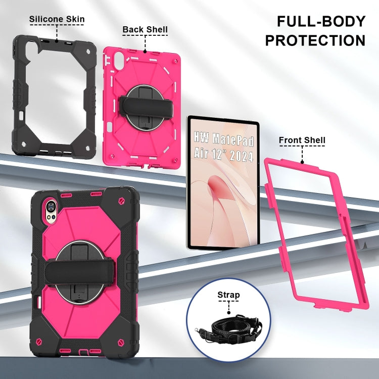 For Huawei MatePad Air 12 2024 Contrast Color Robot Silicone Hybrid PC Tablet Case(Black Rose Red) - Huawei by PMC TechLife | Online Shopping South Africa | PMC TechLife | Buy Now Pay Later Mobicred