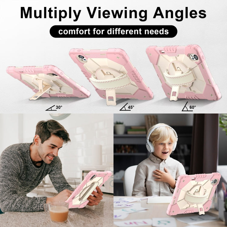 For Huawei MatePad Air 12 2024 Contrast Color Robot Silicone Hybrid PC Tablet Case(Rose Gold Beige) - free shipping - PMC TechLife - Order now!