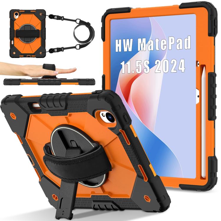 For Huawei MatePad 11.5 S Contrast Color Robot Silicone Hybrid PC Tablet Case(Black Orange) - free shipping - PMC TechLife - Order now!