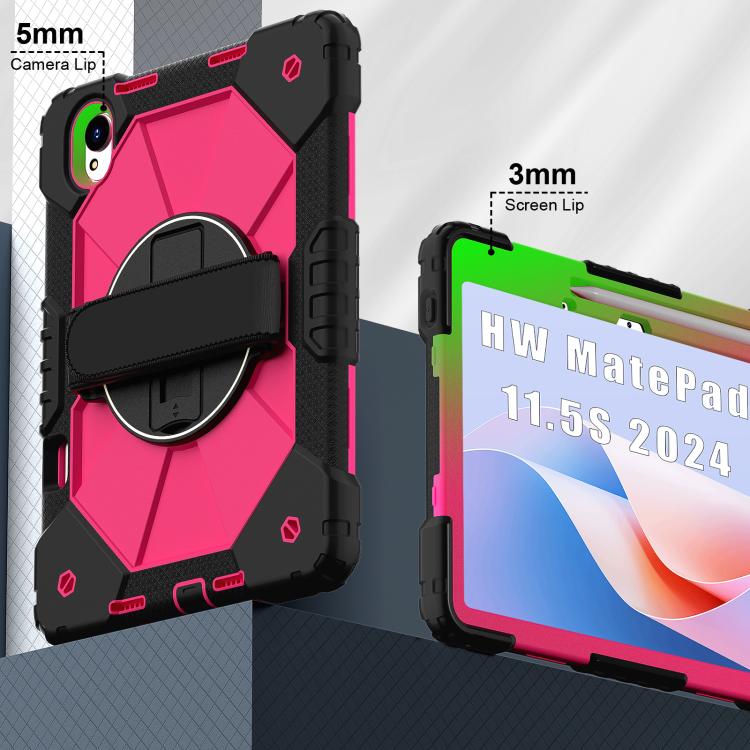 For Huawei MatePad 11.5 S Contrast Color Robot Silicone Hybrid PC Tablet Case(Black Rose Red) - free shipping - PMC TechLife - Order now!