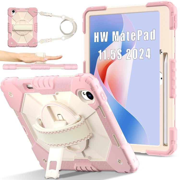 For Huawei MatePad 11.5 S Contrast Color Robot Silicone Hybrid PC Tablet Case(Rose Gold Beige) - Huawei by PMC TechLife | Online Shopping South Africa | PMC TechLife | Buy Now Pay Later Mobicred
