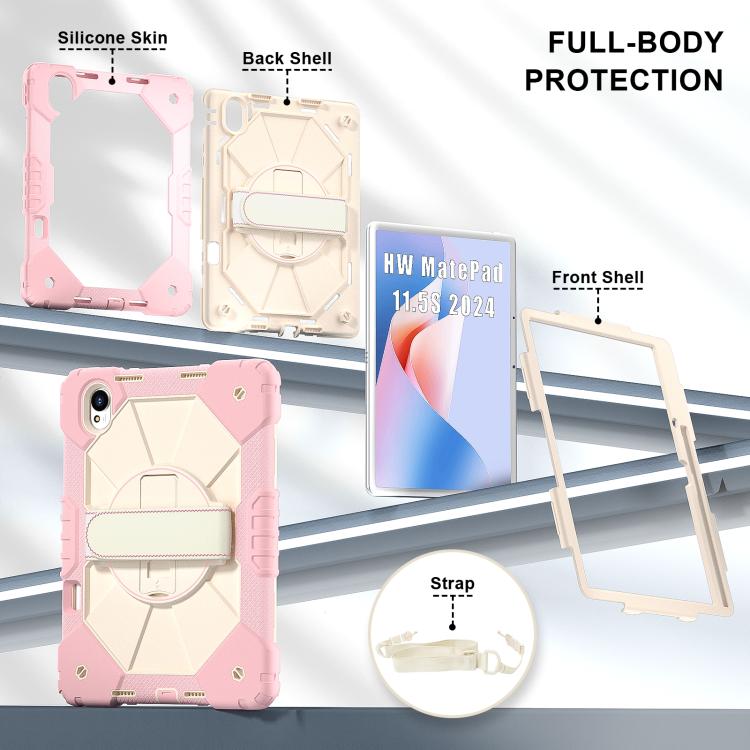 For Huawei MatePad 11.5 S Contrast Color Robot Silicone Hybrid PC Tablet Case(Rose Gold Beige) - Huawei by PMC TechLife | Online Shopping South Africa | PMC TechLife | Buy Now Pay Later Mobicred