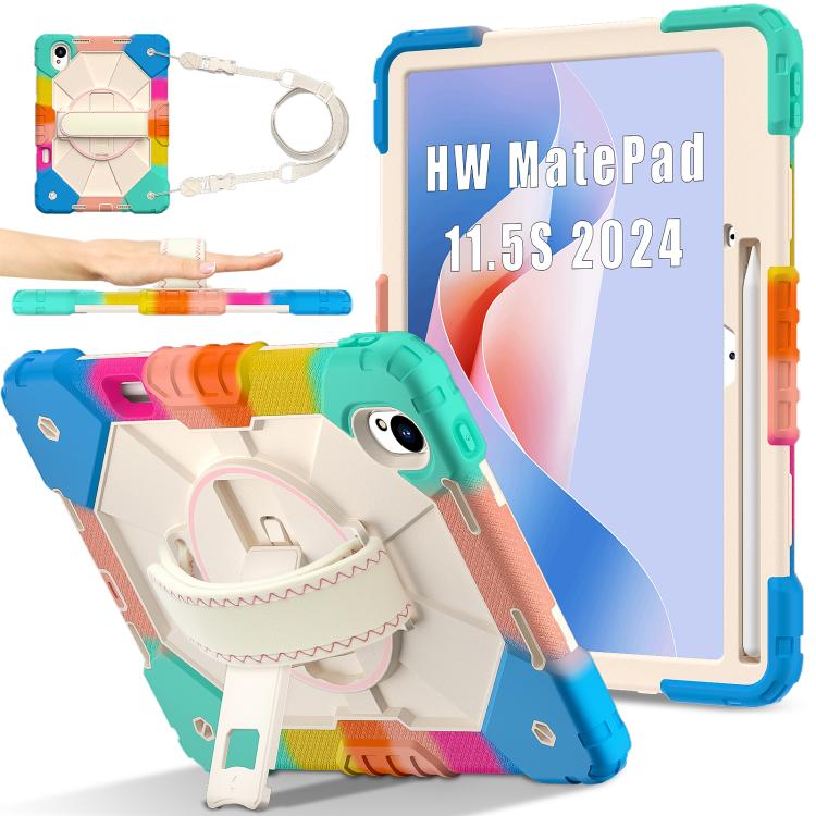 For Huawei MatePad 11.5 S Contrast Color Robot Silicone Hybrid PC Tablet Case(Colorful Blue) - Huawei by PMC TechLife | Online Shopping South Africa | PMC TechLife | Buy Now Pay Later Mobicred
