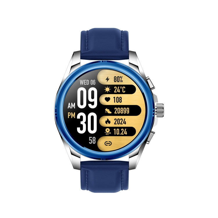 KC83 1.43 inch 1ATM Waterproof Smart Watch, Support Sedentary Reminder / Sleep Monitoring(Silver Steel Strap + Blue Leather Strap) - Smart Watches by PMC TechLife | Online Shopping South Africa | PMC TechLife | Buy Now Pay Later Mobicred