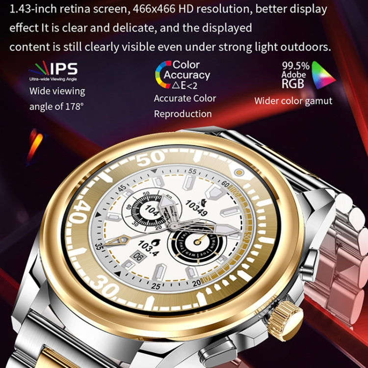 KC83 1.43 inch 1ATM Waterproof Smart Watch, Support Sedentary Reminder / Sleep Monitoring(Silver Steel Strap + Blue Leather Strap) - Smart Watches by PMC TechLife | Online Shopping South Africa | PMC TechLife | Buy Now Pay Later Mobicred