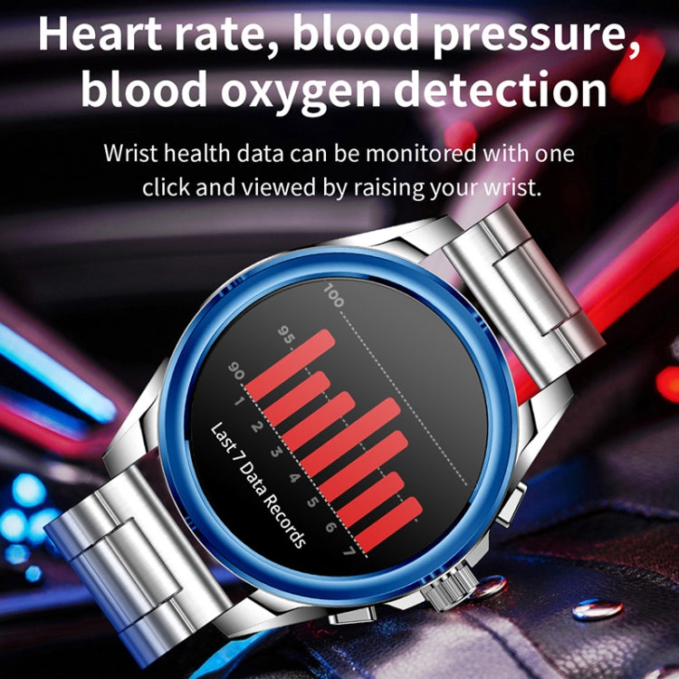 KC83 1.43 inch 1ATM Waterproof Smart Watch, Support Sedentary Reminder / Sleep Monitoring(Silver Steel Strap + Blue Leather Strap) - Smart Watches by PMC TechLife | Online Shopping South Africa | PMC TechLife | Buy Now Pay Later Mobicred