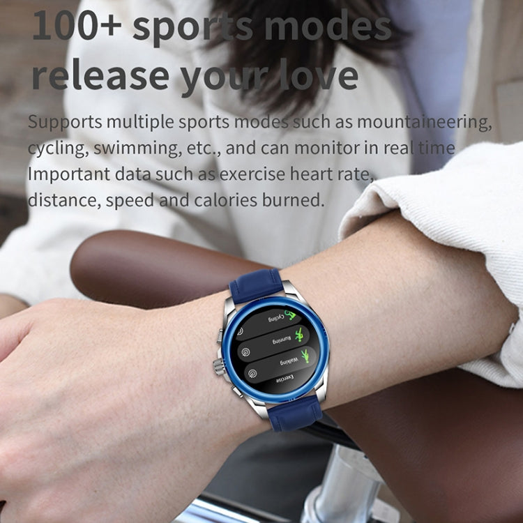 KC83 1.43 inch 1ATM Waterproof Smart Watch, Support Sedentary Reminder / Sleep Monitoring(Silver Steel Strap + Blue Leather Strap) - Smart Watches by PMC TechLife | Online Shopping South Africa | PMC TechLife | Buy Now Pay Later Mobicred