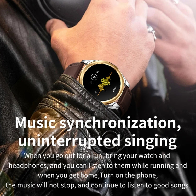 KC83 1.43 inch 1ATM Waterproof Smart Watch, Support Sedentary Reminder / Sleep Monitoring(Gold Steel Strap + Brown Leather Strap) - Smart Watches by PMC TechLife | Online Shopping South Africa | PMC TechLife | Buy Now Pay Later Mobicred