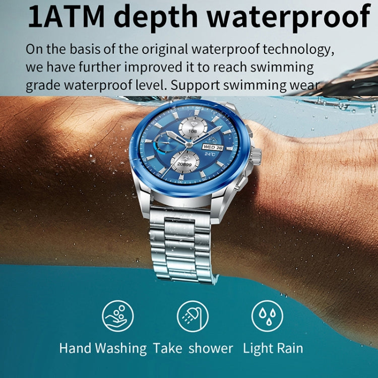 KC83 1.43 inch 1ATM Waterproof Smart Watch, Support Sedentary Reminder / Sleep Monitoring(Silver Steel Strap + Blue Leather Strap) - Smart Watches by PMC TechLife | Online Shopping South Africa | PMC TechLife | Buy Now Pay Later Mobicred