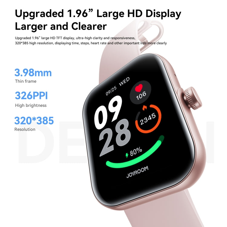 JOYROOM JR-FT5 Plus Fit-life Series Smart Watch, 1.96 inch Screen, Support BT Call / Heart Rate(Rose Gold) - free shipping - PMC TechLife - Order now!
