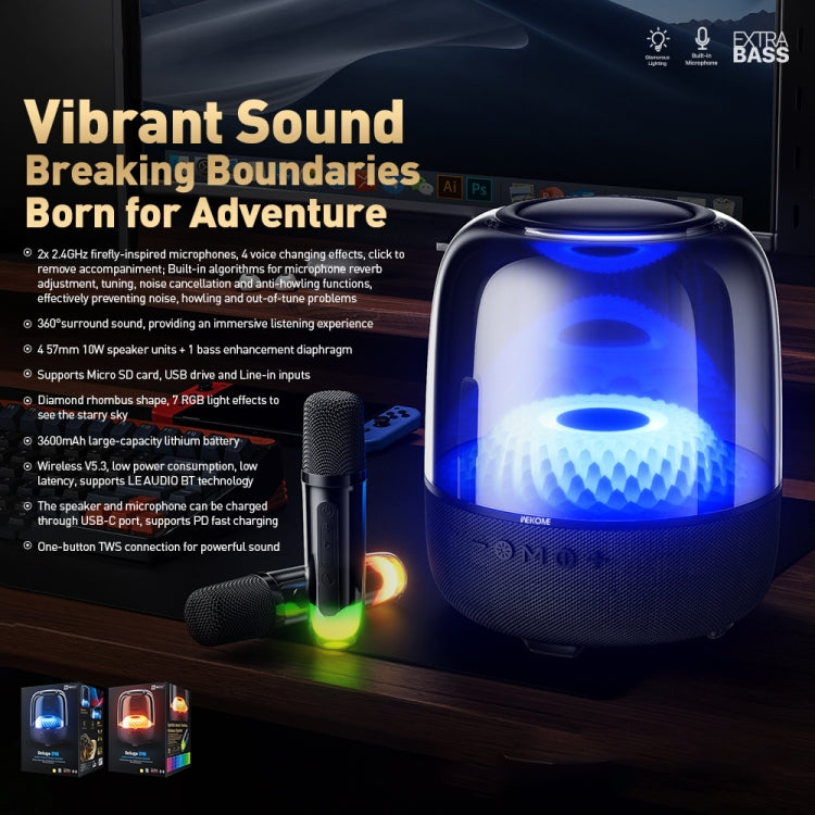 WK Beluga D16 Smart Island Desktop Bluetooth Speaker with Dual Microphones(Black) - free shipping - PMC Jewellery - Order now!