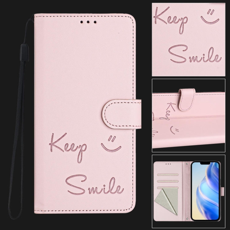 For iPhone 16e Smile Embossing RFID Leather Phone Case(Pink) - free shipping - PMC TechLife - Order now!