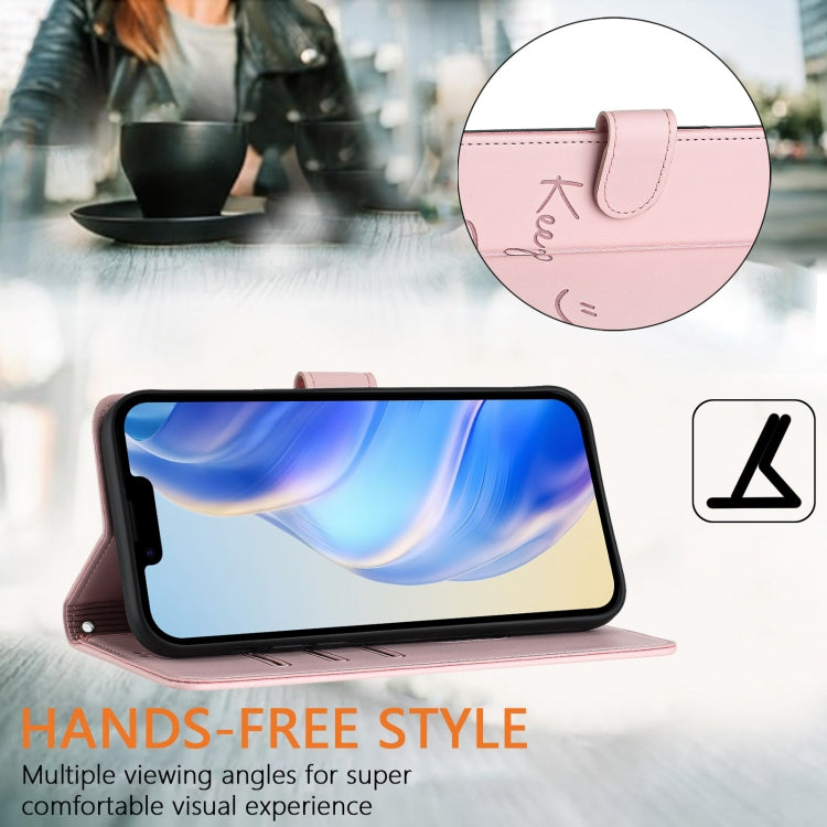 For iPhone 16e Smile Embossing RFID Leather Phone Case(Pink) - free shipping - PMC TechLife - Order now!