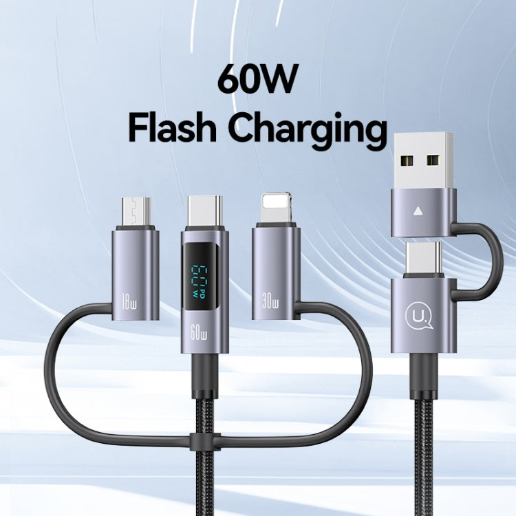 USAMS 60W 6 in 1 Digital Display Fast Charging Cable, Length:1.2m(Titanium Gray) - free shipping - PMC Jewellery - Order now!