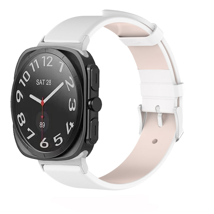 For Samsung Galaxy Watch Ultra 47mm Stainless Steel Silver Buckle Leather Watch Band(White) - free shipping - PMC TechLife - Order now!