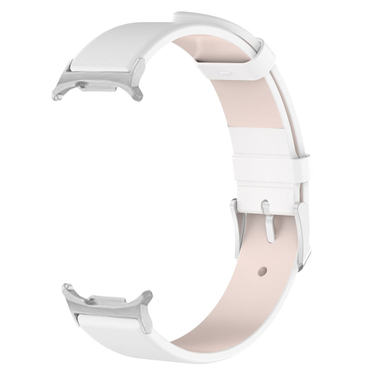 For Samsung Galaxy Watch Ultra 47mm Stainless Steel Silver Buckle Leather Watch Band(White) - free shipping - PMC TechLife - Order now!