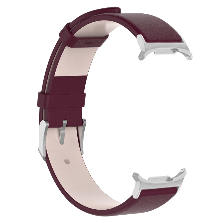 For Samsung Galaxy Watch Ultra 47mm Stainless Steel Silver Buckle Leather Watch Band(Wine Red) - free shipping - PMC TechLife - Order now!