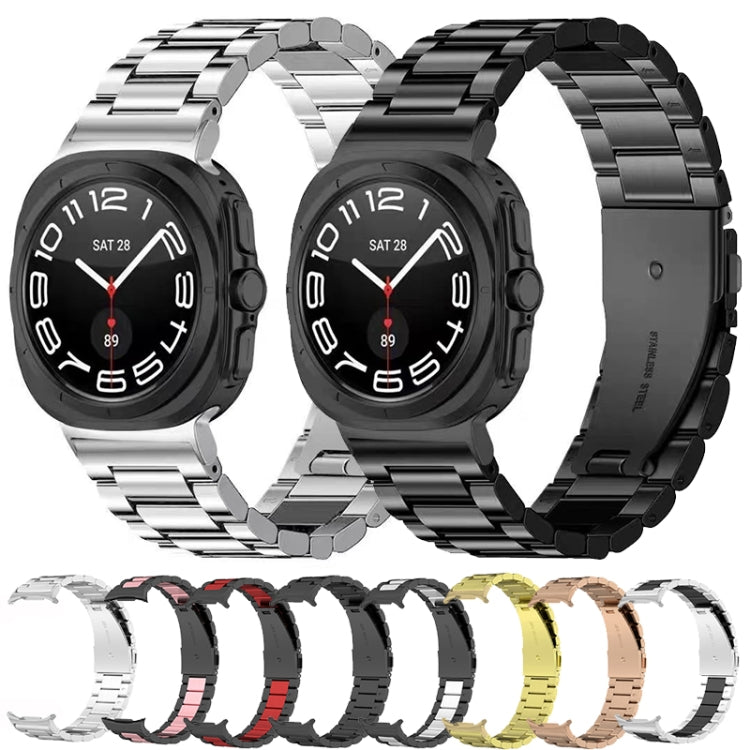 For Samsung Galaxy Watch Ultra 47mm Three Beads Stainless Steel Watch Band(Rose Gold) - free shipping - PMC TechLife - Order now!