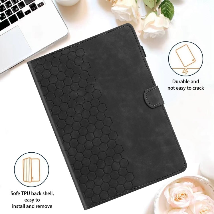 For Samsung Galaxy Tab S9 / S9 FE Honeycomb Embossed Leather Smart Tablet Case(Black) - free shipping - PMC Jewellery - Order now!