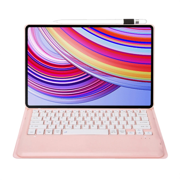 For Xiaomi Redmi Pad Pro 12.1 A0N11 Detachable Bluetooth Keyboard TPU Lambskin Leather Tablet Case(Pink White) - free shipping - PMC Jewellery - Order now!