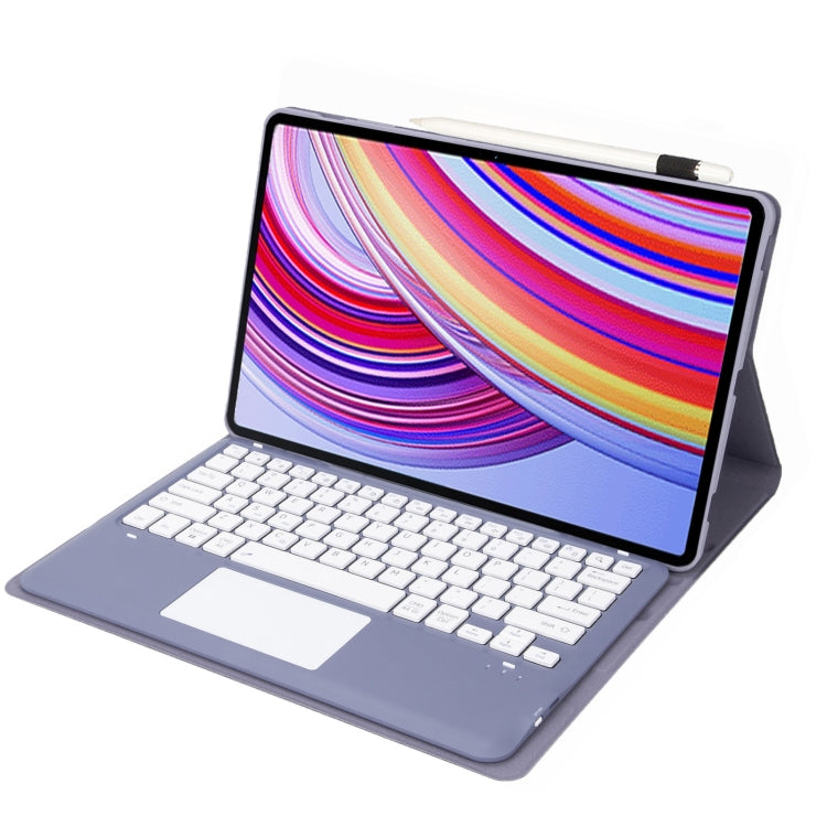 For Xiaomi Redmi Pad Pro 12.1 A0N11-A Detachable Bluetooth Keyboard TPU Lambskin Leather Tablet Case with Touchpad(Lavender White) - Others Keyboard by PMC Jewellery | Online Shopping South Africa | PMC Jewellery | Buy Now Pay Later Mobicred